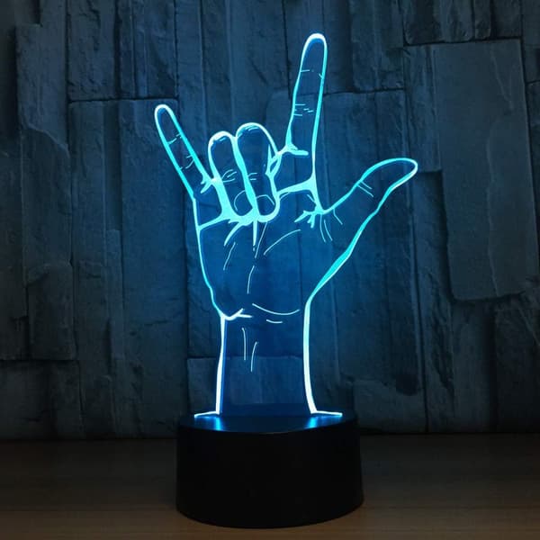 Natlampe 3D Led Jeg Elsker Dig Tegnsprog Natlampe USB
