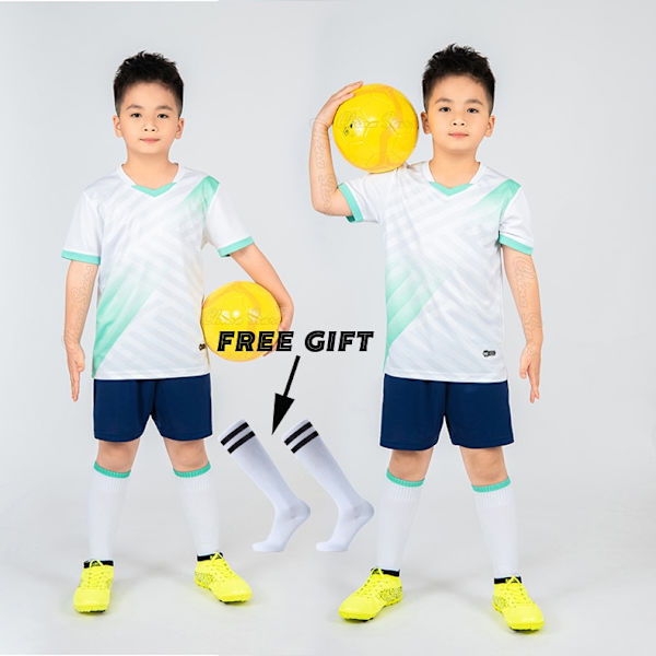 Pojkar Fotbollströja träningsdräkt Barn Fotboll Sportkläder Barn Lek Boll Sportkläder Kits väst barn fotbollsdräkt Strumpor White Not Custom XS Height 140-150CM