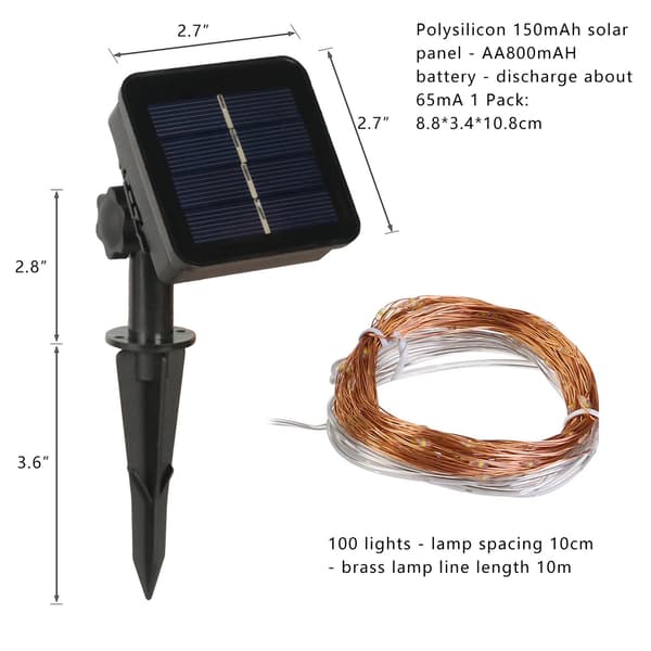 Utomhus solcellslingor, 33 fot 100 LED solcellslampor Cold White