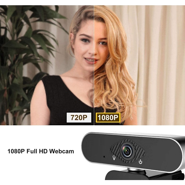 1080P webbkamera med mikrofon, USB-kamera, stationär webbkamera med