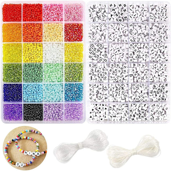 12000 stk 3 mm glassperler for armbåndsett med bokstavperler, vennskapsarmbåndsett 8/0 håndverksperler for smykkefremstilling halskjede