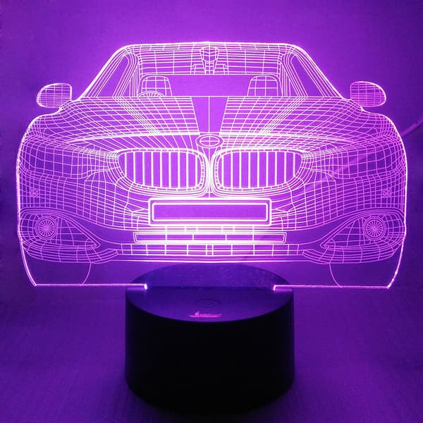 Kult Bil 3D Nattlys LED Illusionslampe Sengelampe Bordlampe