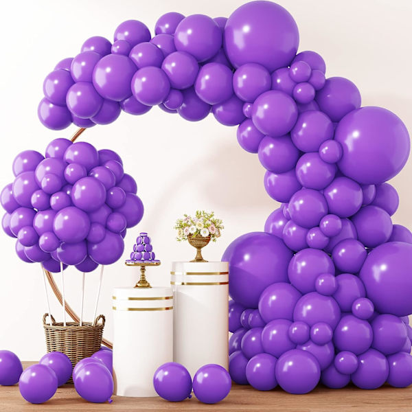 129 stk. Lilla Balloner Forskellige Størrelser 18 12 10 5 Tommer til Garland Arch Premium Lilla Latex Balloner til Maskerade Fest Dekorationer Fødselsdag Jubilæum Purple