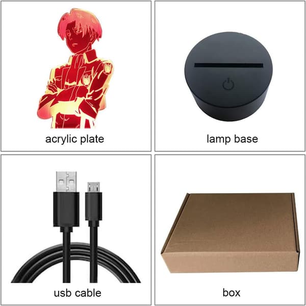 Anime Lys 3D Levi Ackerman Natlampe, 7 Farver Anime Figur