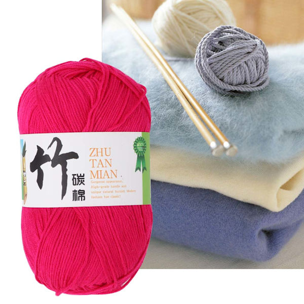 Populær mellemfin bambus trækul linje bomuld vævet sweater tørklæde garn (dyb rose)