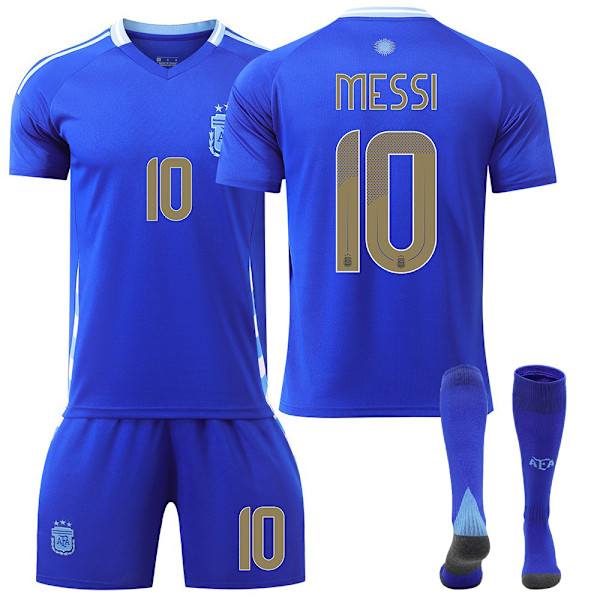 UEFA Euro 2024 Argentina udebanetrøje Fodboldtrøjer Børns Fodboldsæt nr. 10 Messi Away 18