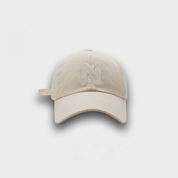 Hatt Brev Broderad Justerbar Baseballkeps Beige