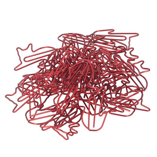 100pcs Cat Shape Paper Clips Increase Slip Resistance Rust Prevention Reusable Metallic Paper Clips for Office Red