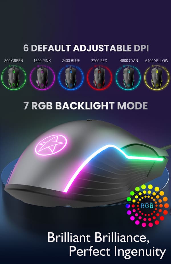 G901RGB Gamingmus Kablet Programmerbar Ergonomisk USB-mus