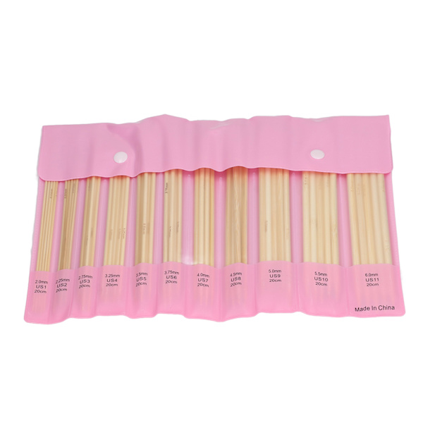 55 st bambu stickning stickor dubbelspetsiga långa garn stickning stickor set för DIY hantverk tillbehör