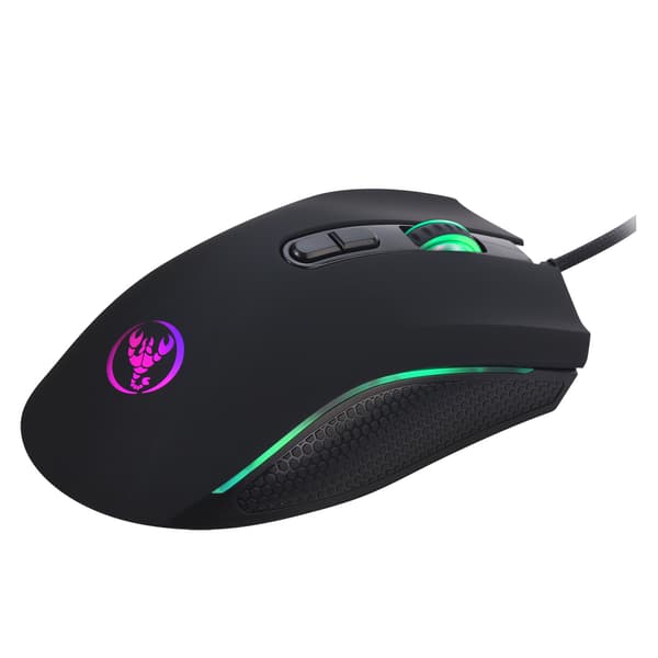 Fargerik lysende gamingmus, kablet gamingmus med fire