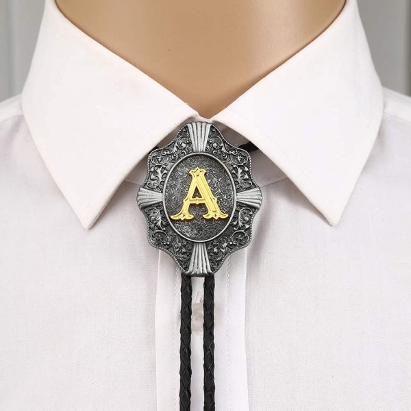 Bolo slips för män- Vintage inledande bokstav ABCDMJR till Z Wester