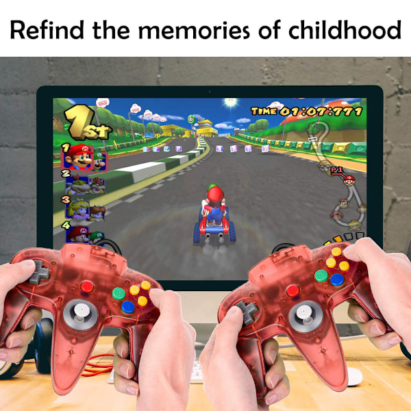 Klassisk USB-controller til N64-spil, USB Retro N64 Gamepa Red