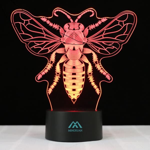 3D Drosophila Natlampe Illusion Dyr lampe 7 Farve Touch