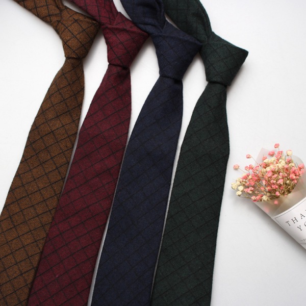 Herr bomull jacquard slips, rutig/randig slips tartan vävd ma