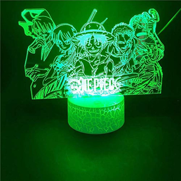 One Piece Luffy 3D Illusionslampa med Smart Touch, RGB-effekt, USB-driven, Kreativ 3D Japansk Animelampa