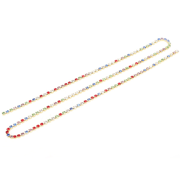 3A 5mm Tsjekkisk Rhinestone Cup Chain Mix Farge Claw Chain DIY Smykker Dekorasjon Tilbehør Gull