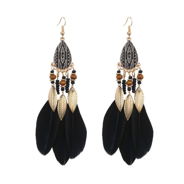Kvinnors Faux Feather Örhängen Bohemian Fringe Tassel