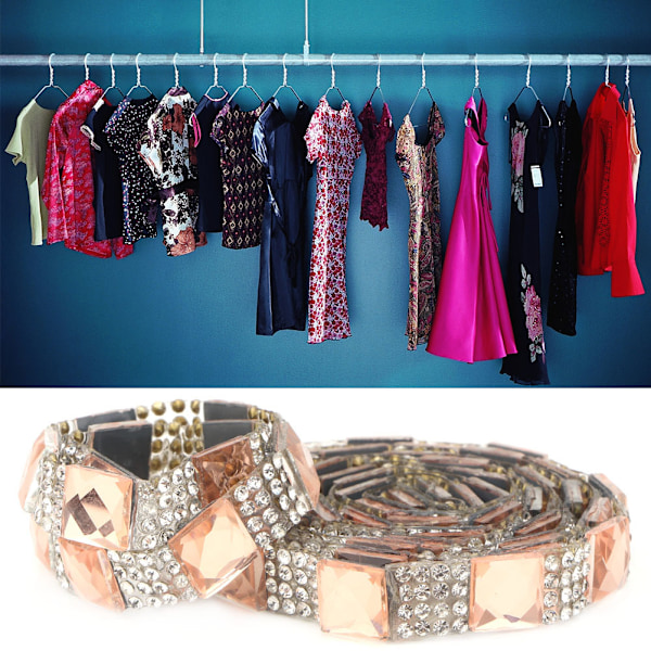 5 meter Hotfix klare krystallglass strass kjede trim DIY applikasjon (10mm Champagne)