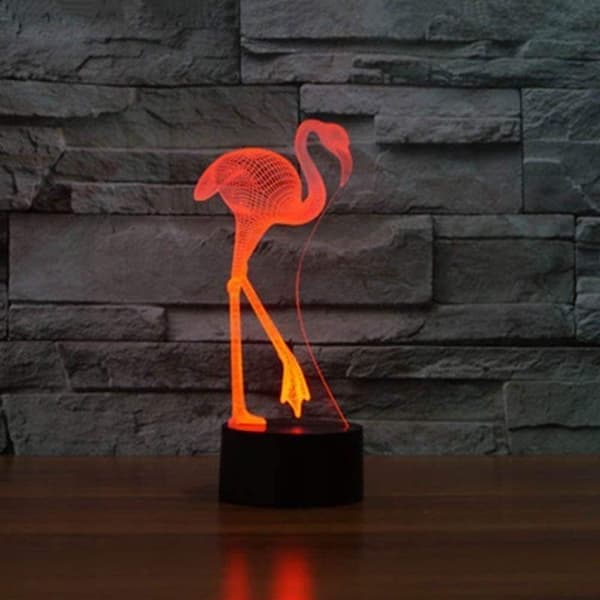 Optisk Illusjon 3D Flamingo Nattlys 16 Farger Endring