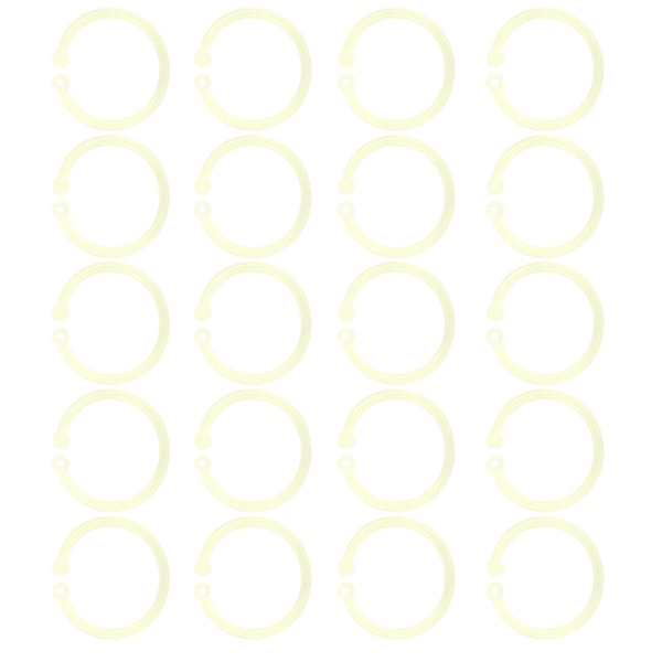 20 stk. Plastikringe Transparente Fleksible Løsblad Bogbinderinge til Skole Hjemmekontor Kort Dokument NotebookGul