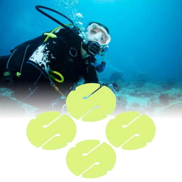 4 stk. Hule Dykning Linje Cirkel Markør ABS Scuba Sikkerhedstov Linje Rund Markør til Undervands Fluorescerende Gul