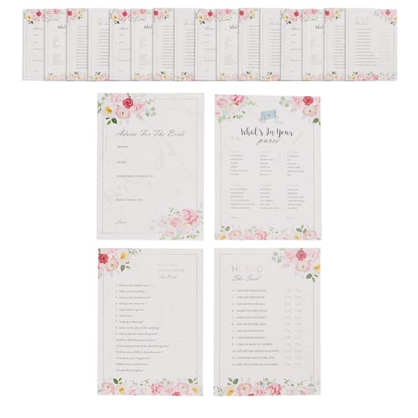 Bröllopsduschspel 20PCS Modern Font Bröllopsduschspel Elegant Blommig Miljövänlig Bärbar Han Sa Hon Sa