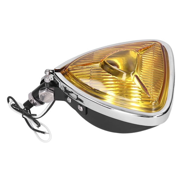 12V 55W Retro Motorcykelstrålkastare Triangulär Gul Lins Ljusstark Huvudlampa för Motorcykel ATV