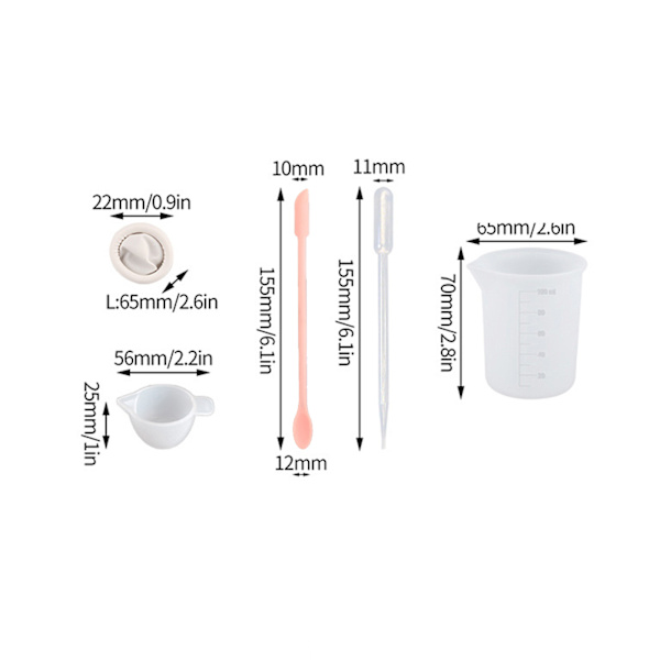 Silikon Målebeger Verktøysett Spatel Fingerhansker Pipetter Epoxy Resin Blanding Verktøysett for Håndverk Verktøysett Pink 19pcs
