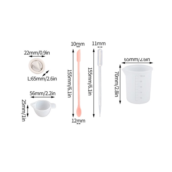 Silikonmätkoppssats Spatel Fingerhandskar Pipetter Epoxihartsblandningsverktygssats för hantverksverktygssats Pink 19pcs