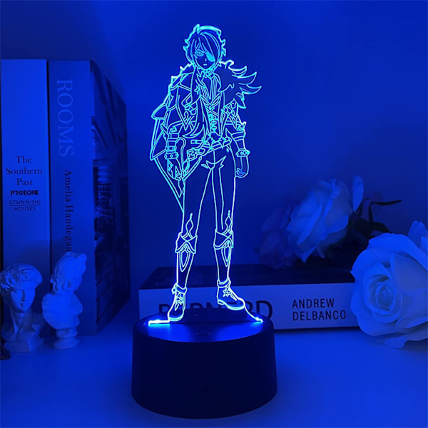 3D-lampa för barn Genshin Impact Kaeya Cosplay nattlampa 3D LED-illusionlampa Spel för sovrumsdekoration Atmosfäriska nattlampor Touch 7 färger