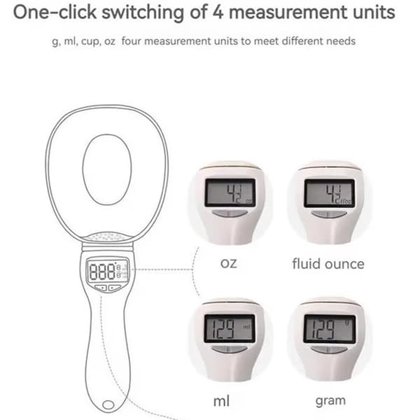 Digital måleske med vægt, smart justerbar multifunktion til bagning, madlavning, kæledyrsfoder, letlæseligt display, 2-pak. 2pc