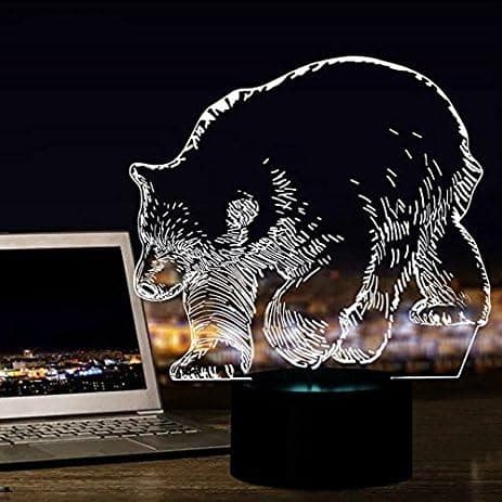 3D Bjørn Natlampe Optisk Illusion Dyr Natlampe