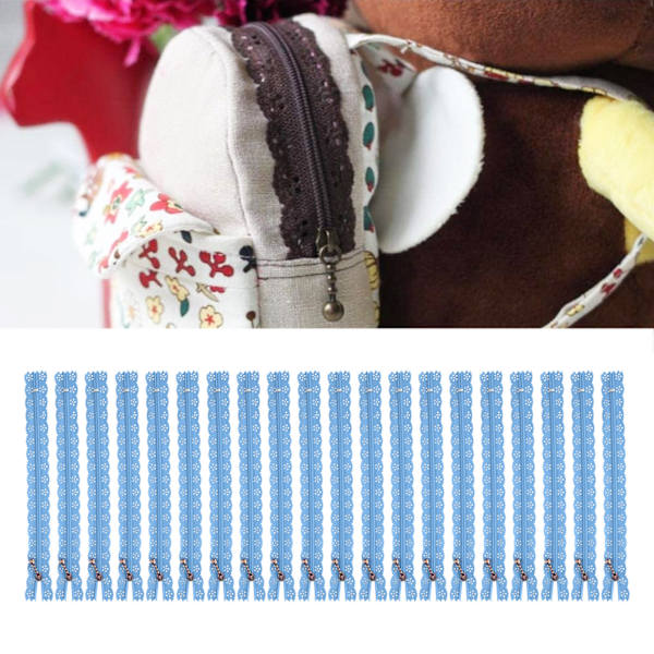 20 st 20 cm DIY nylon spets blixtlås spole blomma blixtlås för sömnad bröllopsklänning hantverk himmelsblå