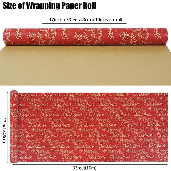 Röd Kraft Julklappspappersrulle 17\"x33Ft Snöflinga God Jul red - snowflake