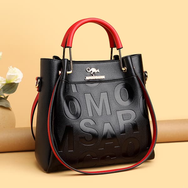 Designerväskor för damer Stora läderväskor Tote Messenger Axelväska Crossbody Topp Dragkedja Väska-Röd