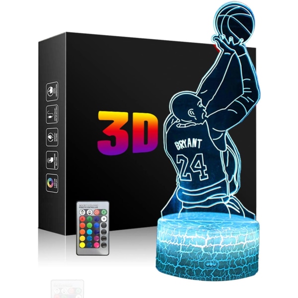 LED Basketball Natlampe, 3D Illusion Lampe Basketball Gavelys