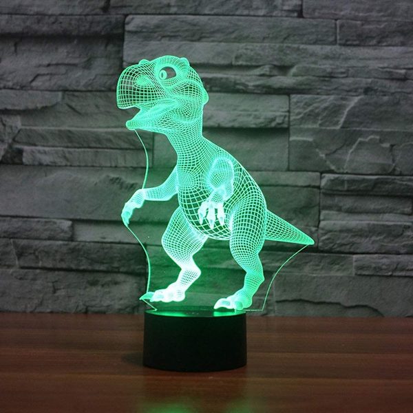 3D LED Dinosaur Optisk Illusion Natlampe, 7 Farveskift