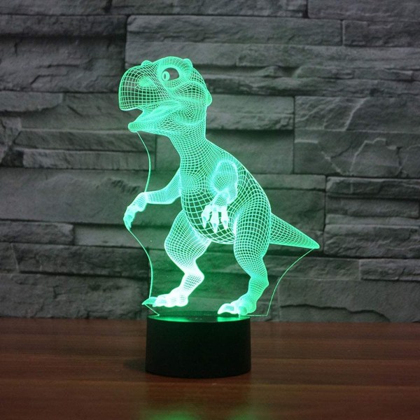 3D LED Dinosaurie Optisk Illusion Nattlampa, 7 Färgförändring