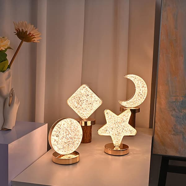Sengelampe, Ambient Dekorationslys - Elegant Natlampe med Stjerne- og Månedesign for en Sofistikeret Stemning 4 Pack