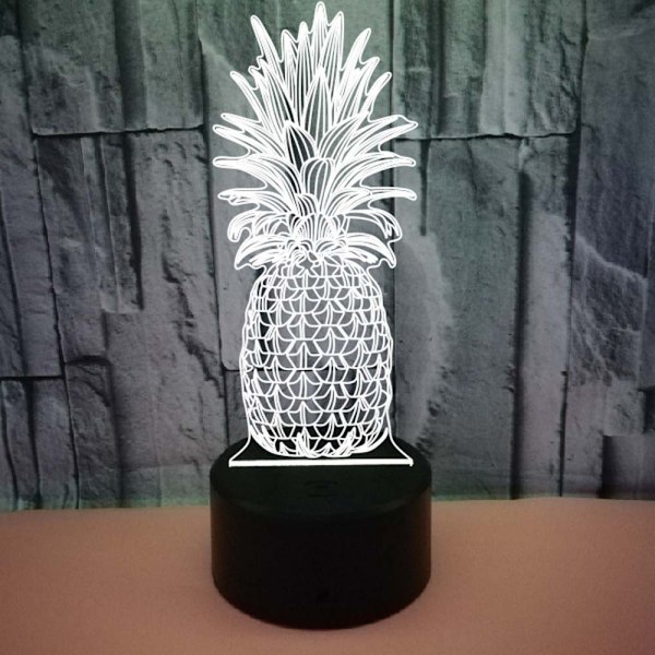 Ananas 3D nattlampa, 7 färger som ändras med fjärrkontroll