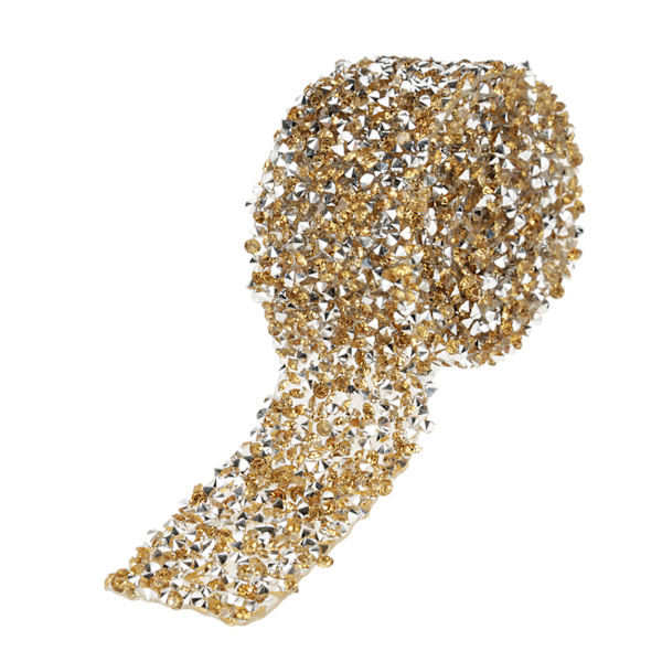 Diamantnät Wrap Rulle Sparkle Crystal Rhinestone Band Bröllopsdekoration (Kristallgul)
