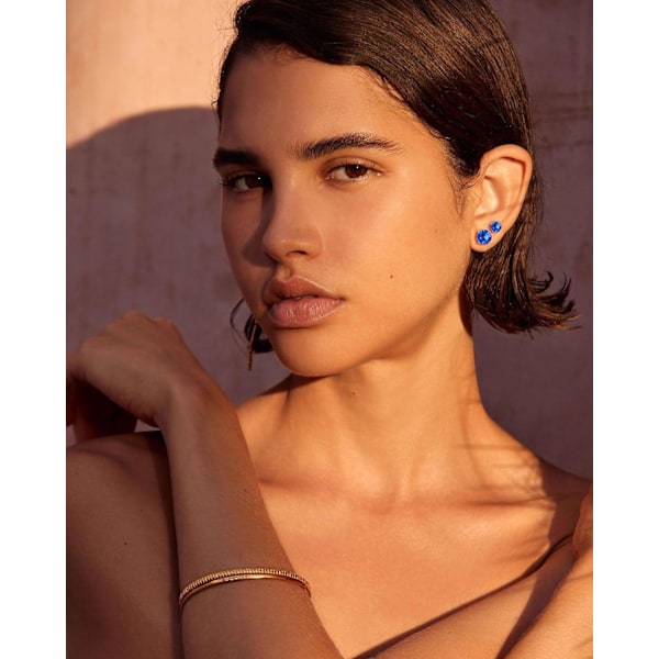 7 Par Hypoallergiske Øredobber i Kirurgisk Stål med Gjenger for Brusk, Helix, Lobe | Cubic Zirconia Flat Back Øredobber for Kvinner | Royal blue
