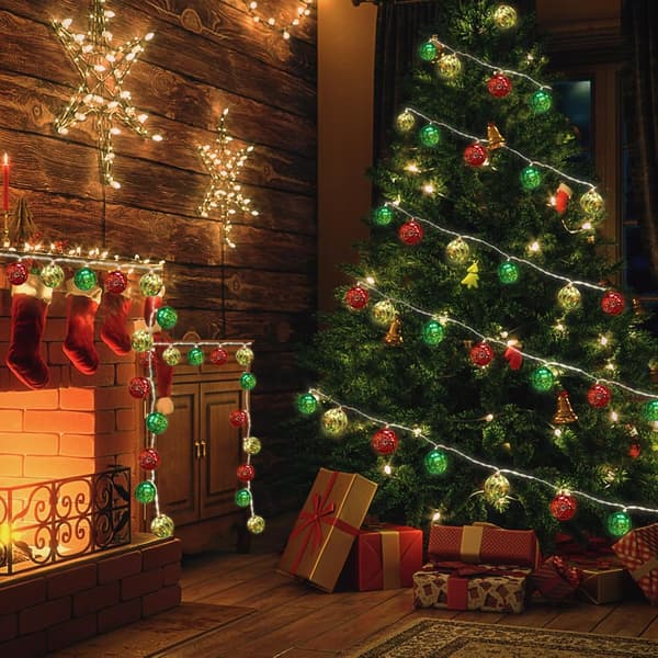 3,3 meter 20 LED batteridrevne julelyslenker, vanntette julekuler, julekranser, buskfester, hage A