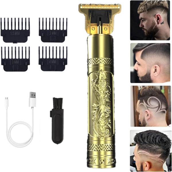 Hårklippare för män, sladdlös hårklippare uppladdningsbar skäggtrimmer, Zero Gapped T Blade Liners Grooming Hårklippningskit, presenter till män make Bronze