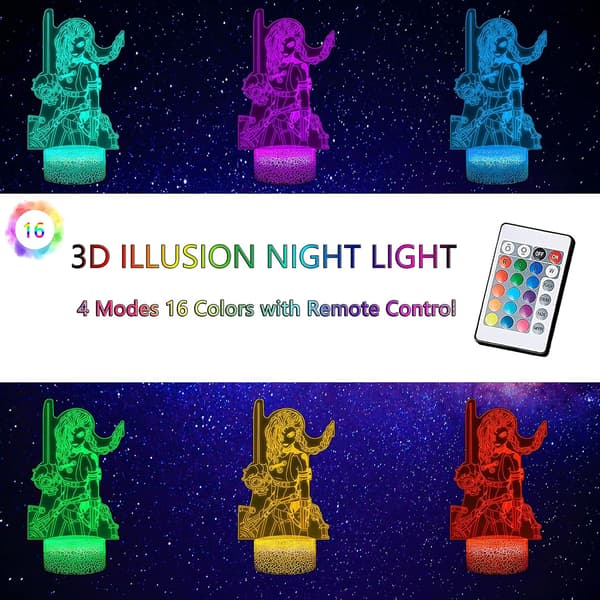 Jinx Arcane Nattlys for Jenter Soverom, 3D Illusions Nattlys Lampe