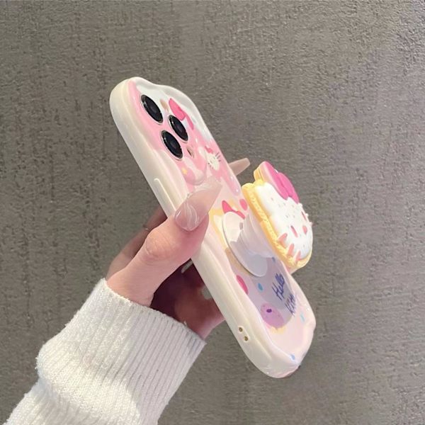 Kawaii mobilfodral för iPhone, sött kattfodral i TPU med airbagstativ, designat för tjejer och kvinnor iPhone 12 Mini