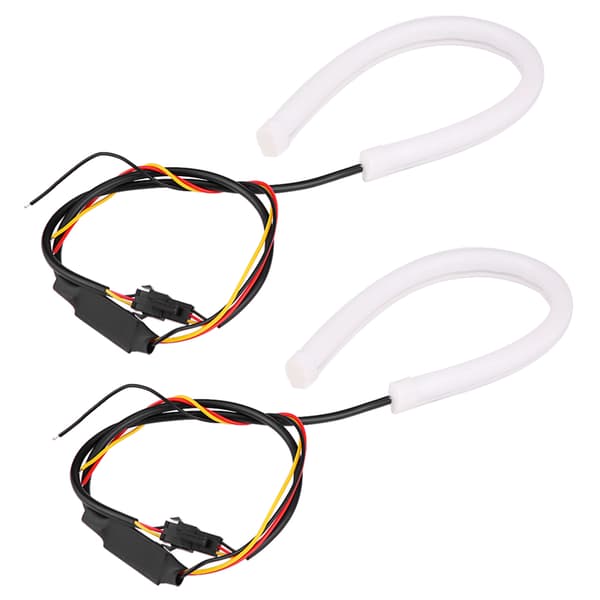 2*30cm Bil 12V Fleksibel Myk Rørguide LED-stripe DRL-lys Blinklys Blå&Gul