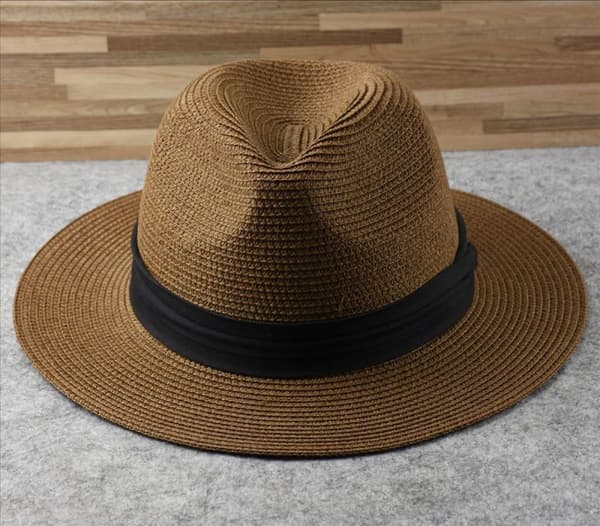 Bredbremmet Panama-stråhatt, sammenrullbar, solhatt for stranden, UPF50+ Cof