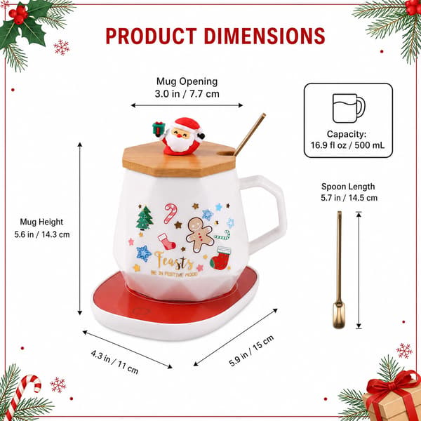 Julmuggvärmare set, pepparkaksgubbe keramisk mugg, för kontorsjulklapp gingerbread man